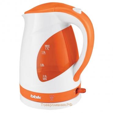 Чайник электрический BBK EK1700P, пластик, 1.7 л, 2200 Вт, бело-оранжевый