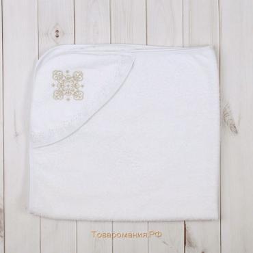 Полотенце-уголок для крещения с вышивкой, размер 100х100 см, цвет белый К40/1