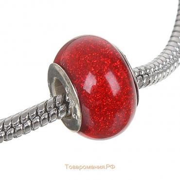 Бусина, «Блёстка», цвет красный в серебре