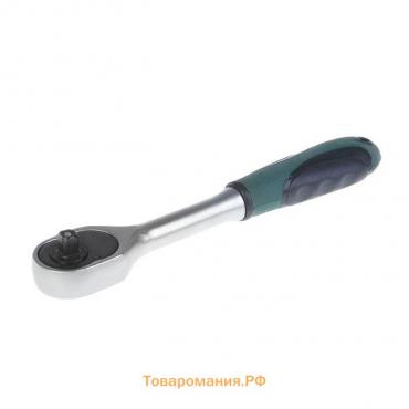 Вороток с трещоткой ТУНДРА, CrV, квадрат 1/4", 2К рукоятка, 48 зубьев, 150 мм