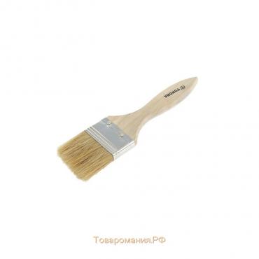 Кисть плоская ТУНДРА, смешанная щетина, деревянная рукоятка, 2", 50 мм