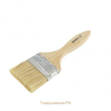 Кисть плоская ТУНДРА, смешанная щетина, деревянная рукоятка, 2.5", 63 мм