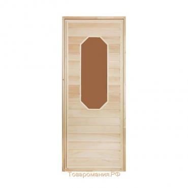 Дверь для бани со стеклом "Ромашка", 190×80см, "Добропаровъ"