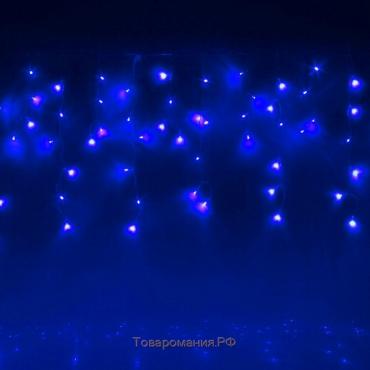 Гирлянда «Бахрома» 3 × 0.6 м, IP44, УМС, прозрачная нить, 160 LED, свечение синее, 220 В