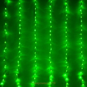 Гирлянда "Водопад" 2 х 3 м , IP44, прозрачная нить, 800 LED, свечение зелёное, 8 режимов, 220 В