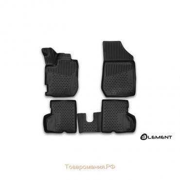 Коврики 3D в салон Renault Kaptur, 04/2016-2020, полиуретан, набор 4 шт