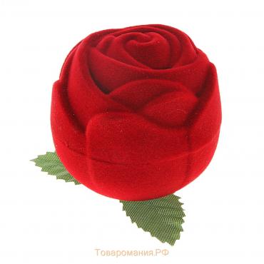 Футляр бархатный под кольцо «Роза» без листьев, 4,5x3,5x4,5, цвет красный