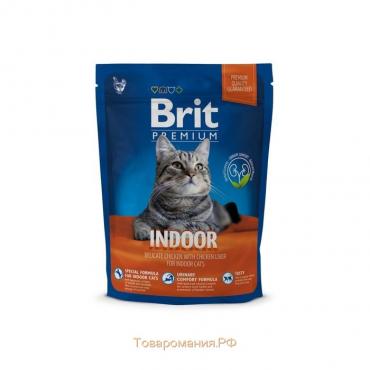 Сухой корм Brit Premium Сat Indoor для домашних кошек, курица и печень, 300 г