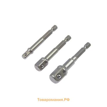 Набор адаптеров для торцевых головок ТУНДРА, сталь CrV, 1/2 x 75, 3/8 и 1/4" х 65 мм, 3 шт.