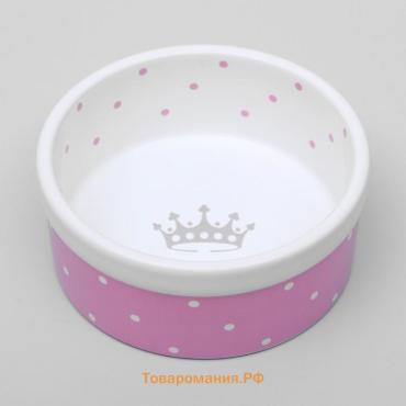 Миска керамическая "Princess" 400 мл  13 х 5,5 см, розовая