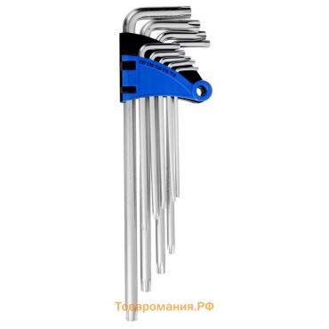 Набор ключей ТУНДРА, TORX Tamper, экстрадлинные, CrV, TT10 - TT50, 9 шт.