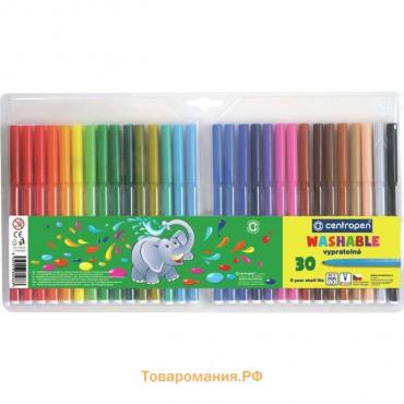 Фломастеры 30 цветов 1.8 мм Centropen 7790 Washable, блистер, европодвес, линия 1.0 мм