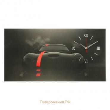Часы-картина настенные, серия: Автомобили, "Чёрный спорткар", 50 х 100 см, микс стрелок