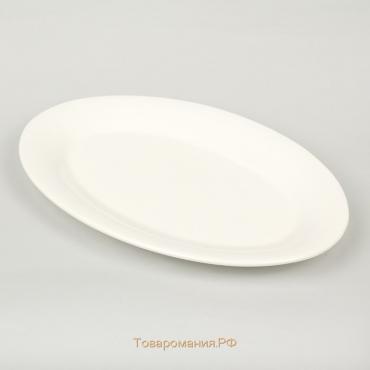 Блюдо фарфоровое овальное c утолщённым краем White Label, 35,5×23,5×3 см, цвет белый