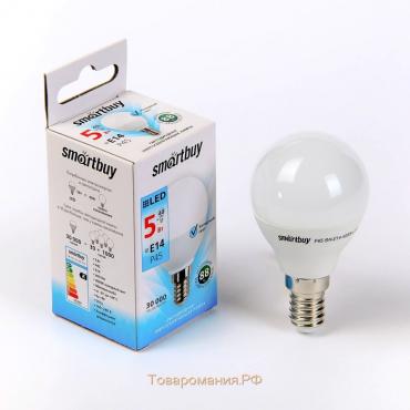 Лампа cветодиодная Smartbuy, Е14, P45, 5 Вт, 4000 К, холодный свет