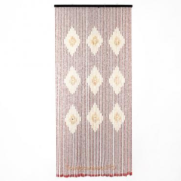 Занавеска декоративная деревянная, 90×190 см, 52 нити, цвет МИКС