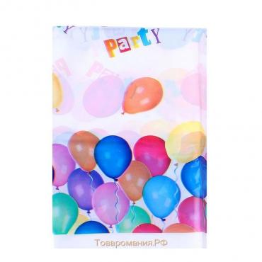 Скатерть «С днём рождения», цветные шары, 132х220 см
