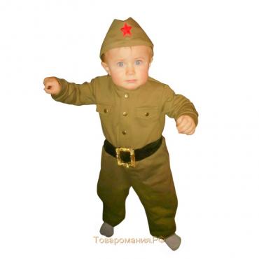 Костюм военного детский: комбинезон, пилотка, трикотаж, хлопок 100 %, рост 68 см, 1-2 года