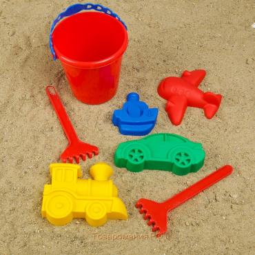 Набор для игры в песке №110: ведёрко, 4 формочки для песка, грабельки