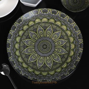 Тарелка керамическая «Мирсоле», d=22 см, цвет зелёный