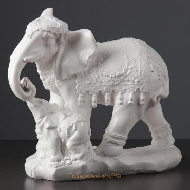 Копилка "Слон со слоненком" белая, 14х31х27см