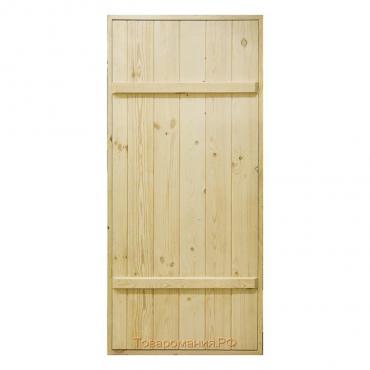 Дверной блок для бани, 170×80см, из сосны, на клиньях, массив, "Добропаровъ"