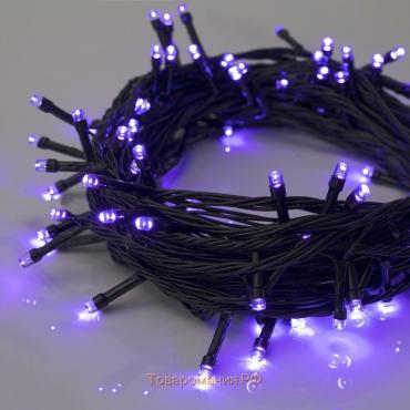 Гирлянда «Нить» 10 м, IP20, тёмная нить, 100 LED, свечение фиолетовое, 8 режимов, 220 В