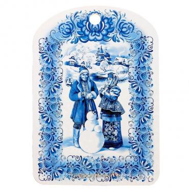 Доска разделочная сувенирная "Гжель", 19,5×27,5 см