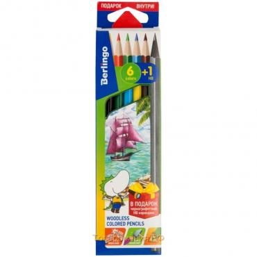 Карандаши цветные 6 цветов Berlingo "Корабли" + чернографитный карандаш