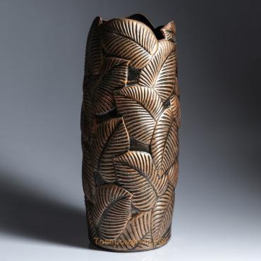 Ваза керамическая "Лист", напольная, цвет бронзовый, 66 см