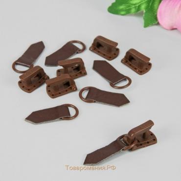 Крючки пришивные, пластиковые, для верхней одежды, 5 × 1,5 см, 6 шт, цвет коричневый