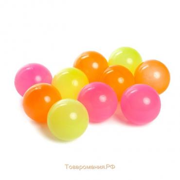Шарики для сухого бассейна с рисунком «Флуоресцентные», диаметр шара 7,5 см, набор 30 штук, цвет оранжевый, розовый, лимонный