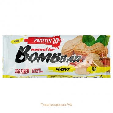 Протеиновый батончик Bombbar, арахис, спортивное питание, 60 г