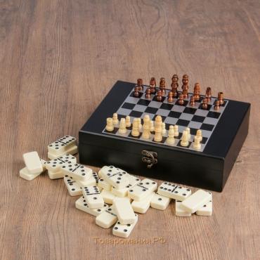 Набор шахмат с домино, костяшка белая 4,8 × 2,4 см, пешка 2 см, король 4,7 см
