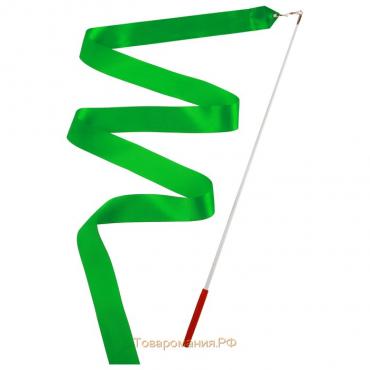 Лента гимнастическая с палочкой, 6 м, цвет зеленый