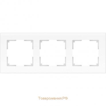 Рамка на 3 поста  WL01-Frame-03, цвет белый матовый, материал стекло