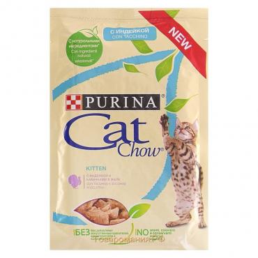 Влажный корм Cat Chow для котят, индейка/кабачок в желе, пауч, 85 г