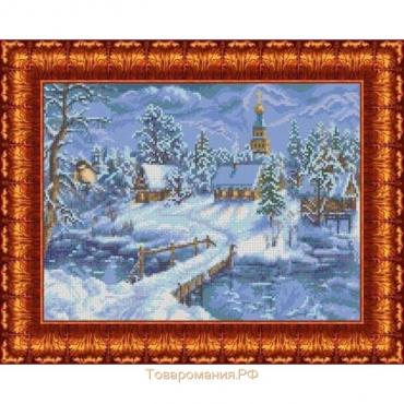 Канва с нанесённым рисунком для вышивки крестиком «Зимний вечер», размер 22,6x29 см