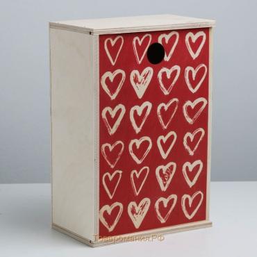 Ящик подарочный деревянный «Сердца», 20 × 30 × 12 см