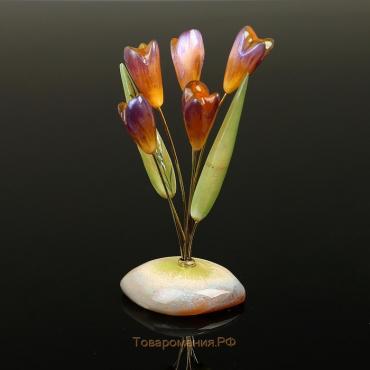 Сувенир «Крокусы», 5 цветков, 13×10 см, селенит