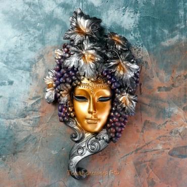 Венецианская маска "Виноград" золото, 30см