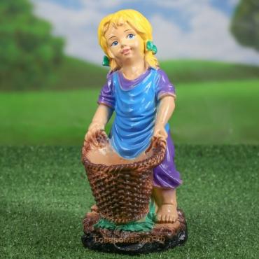 Садовая фигура "Девочка с корзинкой", разноцветная, гипс, 38 см, микс