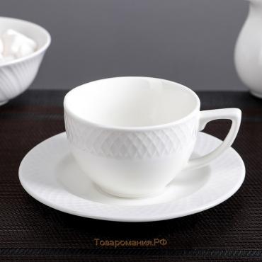 Кофейная пара фарфоровая Wilmax «Юлия Высоцкая», 2 предмета: чашка 150 мл, блюдце d=13 см, цвет белый