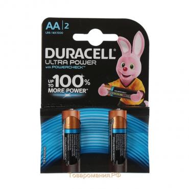Батарейка алкалиновая Duracell Ultra Power, AA, LR6-2BL, 1.5В, 2 шт