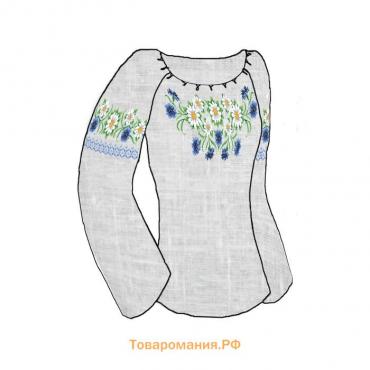 Набор раскроенный для вышивки крестом и шитья сорочки "Полевые цветы", 48-54 размер