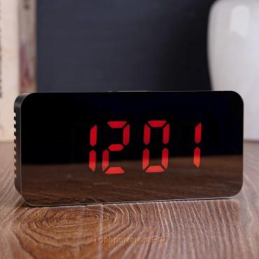 Часы-будильник электронные с календарём и термометром, 7 х 15 см, от USB