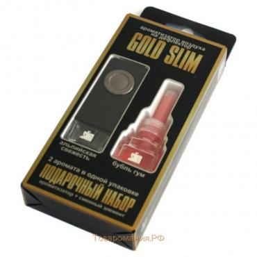 Ароматизатор на дефлектор Slim Gold альпийская свежесть + сменный блок баббл гам, 8 мл