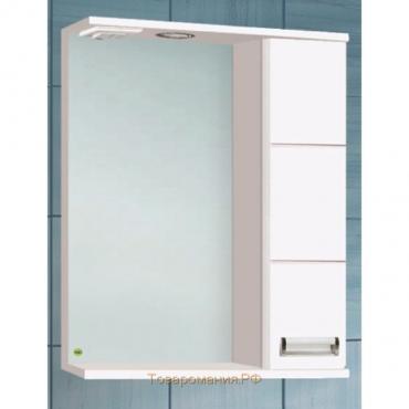 Зеркало-шкаф "Флора 600 Т со светом" белое, правое 15 см х 60 см х 70 см