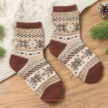 Носочки детские махровые MINAKU «Снежинки», цвет бежевый, размер 23-25 (16 см)