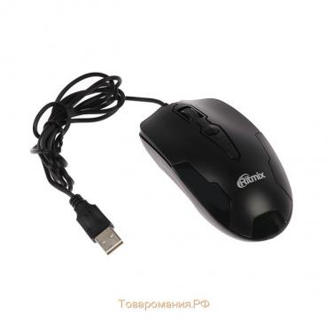 Мышь Ritmix ROM-210, проводная, оптическая, 800 dpi, USB, чёрная